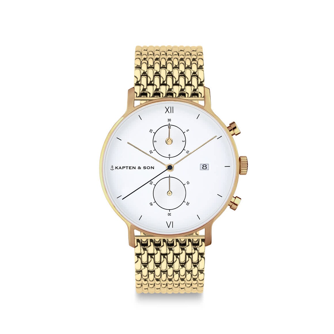 Kpten & Son Chrono Small Gold Woven Steel